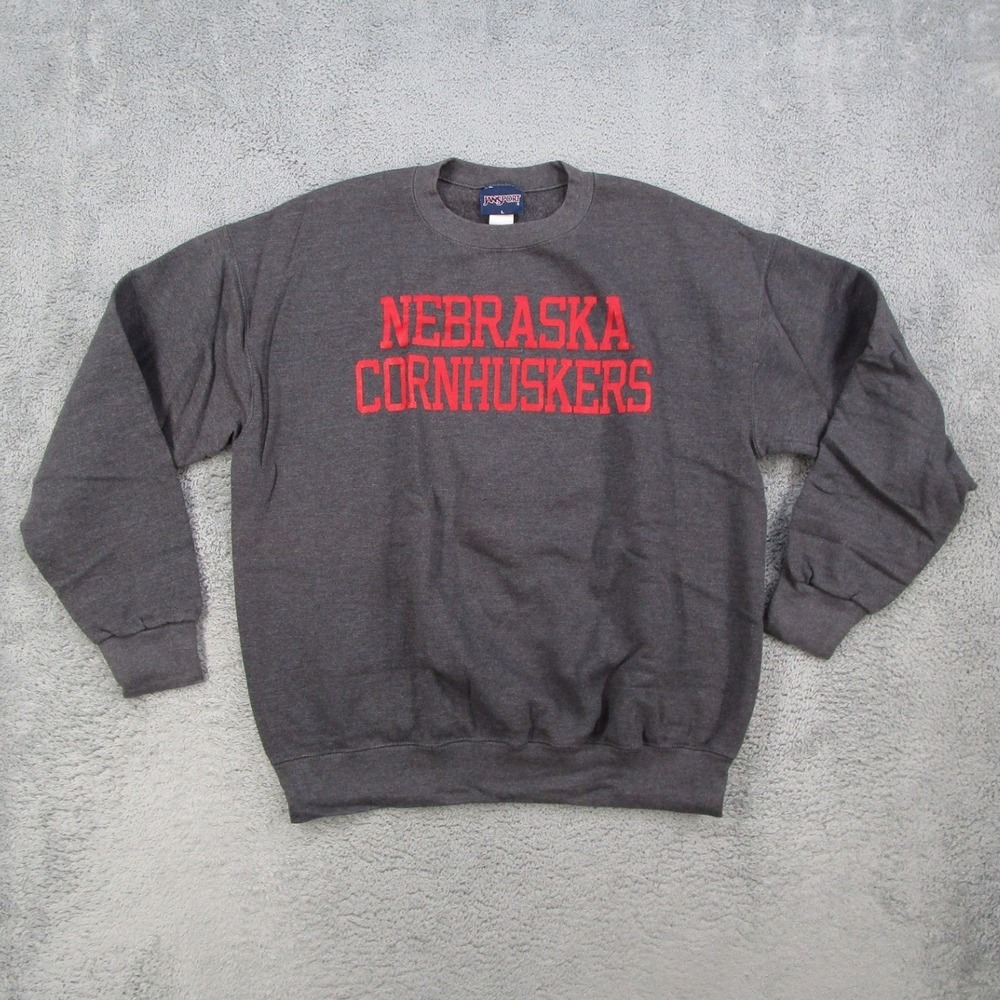 Jansport Nebraska Cornhuskers Sweatshirt Mens Large Gray Crewneck NCAA Y2K